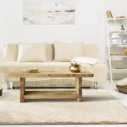 Rustic wooden coffee table with shelf – handmade & sturdy, crafted in the UK with a natural wax finish