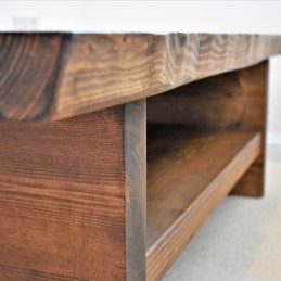 Rustic wooden coffee table with shelf – handmade & sturdy, crafted in the UK with a natural wax finish