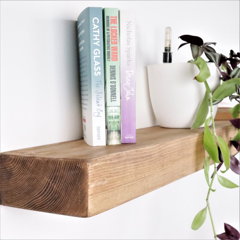 Flat Chunky Floating Shelf 6x3 – Handmade rustic wooden shelf with a durable wax finish.