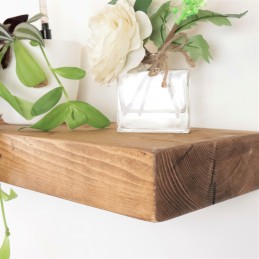 Flat Chunky Floating Shelf 9x3 – Rustic handmade wooden shelf with a modern floating design.