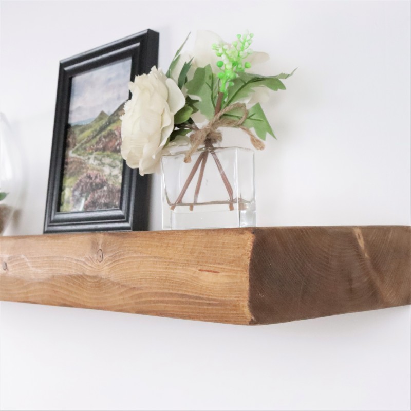 Round Chunky Floating Shelf 9x3 – Handmade rustic wooden floating shelf with a durable wax finish.