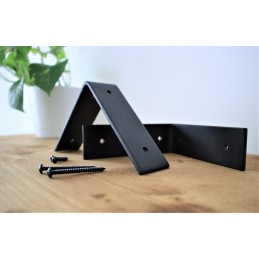 Flat Shelf with Industrial Down Brackets 6x2 – Handmade rustic wooden shelf with metal brackets, crafted in the UK