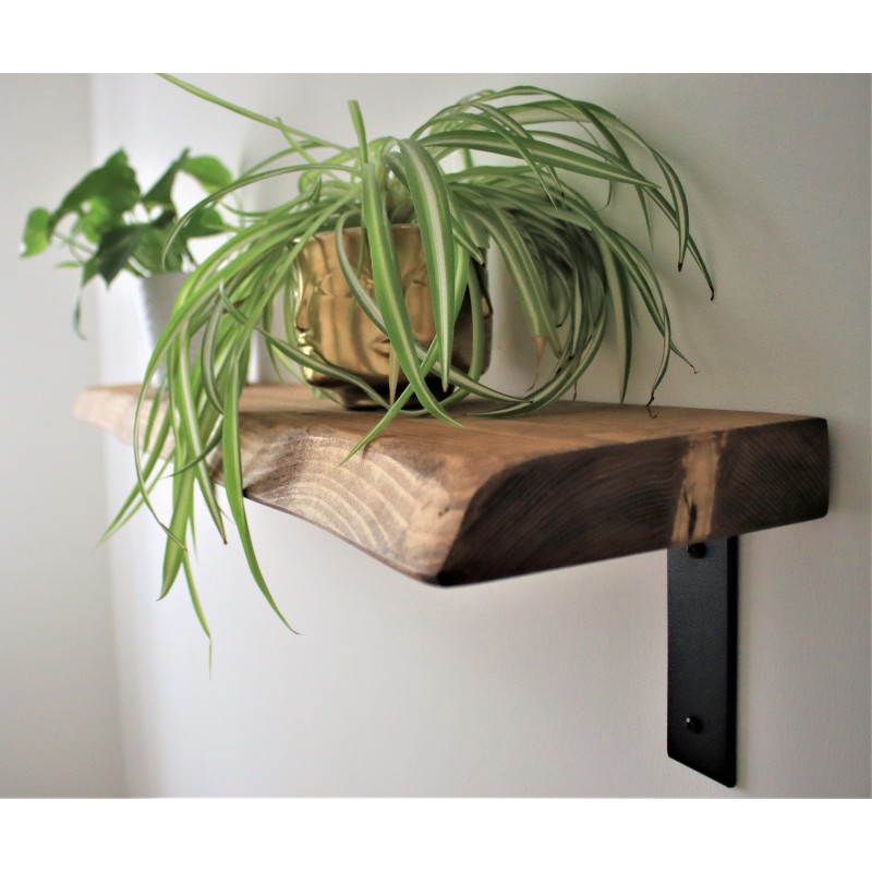 Live Edge Shelf with Industrial Brackets 6x2