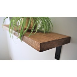 Flat wooden shelf 9x1.5 with industrial down brackets