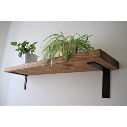 Flat wooden shelf 9x2 with industrial down brackets
