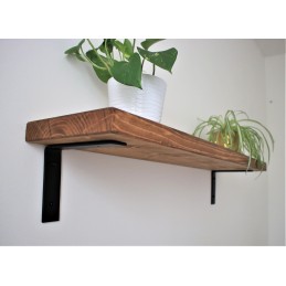 Flat wooden shelf 9x2 with industrial down brackets