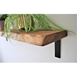 Live edge wooden shelf 9x1.5 with industrial brackets