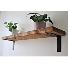 Live edge wooden shelf 9x1.5 with industrial brackets