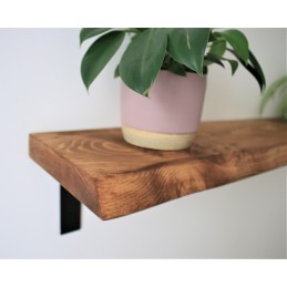 Live edge wooden shelf 9x2 with industrial brackets