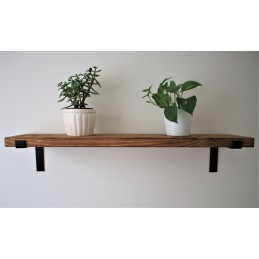 Flat wooden shelf 9x1.5 with scaffolding brackets