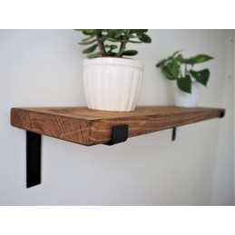 Flat wooden shelf 9x1.5 with scaffolding brackets