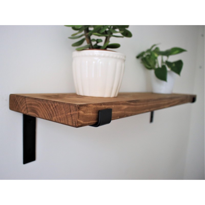 Flat wooden shelf 9x1.5 with scaffolding brackets