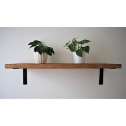 Flat wooden shelf 12x1.5 with industrial brackets