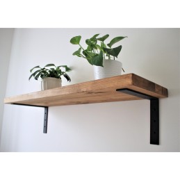 Flat wooden shelf 12x1.5 with industrial brackets