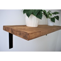 Flat wooden shelf 12x2 with industrial brackets
