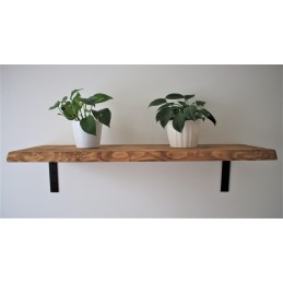 Live edge wooden shelf 12x1.5 with industrial brackets
