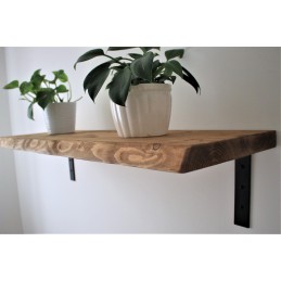 Live edge wooden shelf 12x2 with industrial brackets