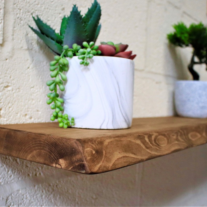 Live Edge Floating Shelf 9x1.5 – Handmade rustic wooden floating shelf with a natural live edge design, crafted in the UK