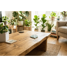 Rustic wooden coffee table – handmade & sturdy with a natural wax finish, crafted in the UK
